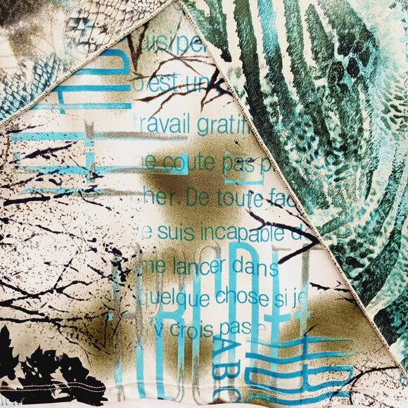 Blouse Size XL Mob Wife Teal Reptile Metallic Maximalist Witchy Artsy Edgy Y2K - Picture 3 of 14